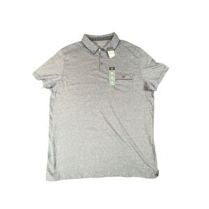 Primark Polo Short Sleeve Shirt Adult XXL Blue Striped Pocket Stretch Preppy